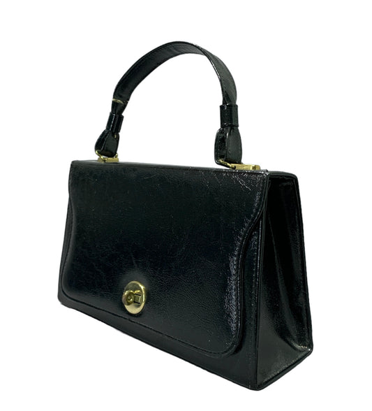 Black Pleather Flap Bag