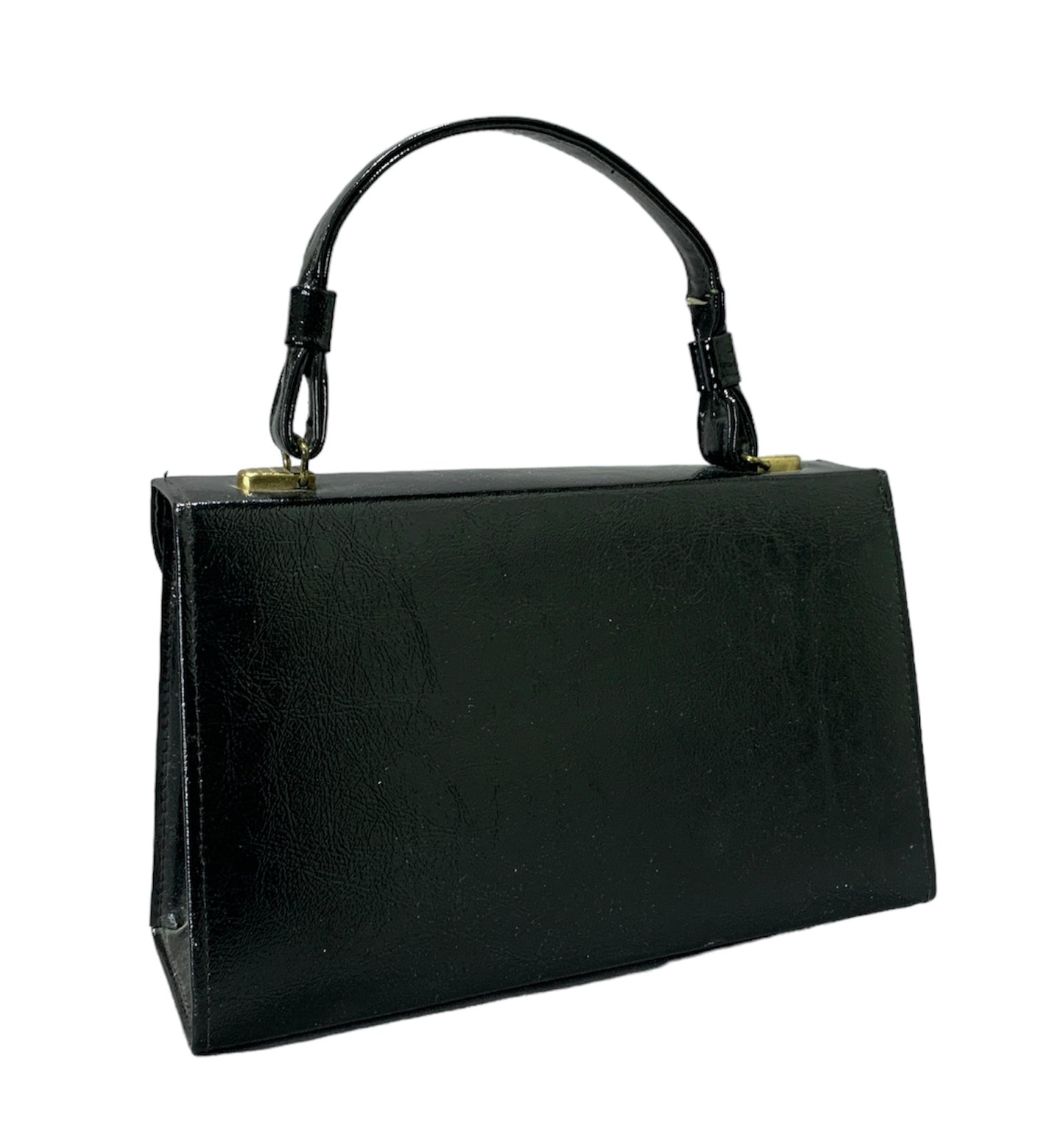 Black Pleather Flap Bag