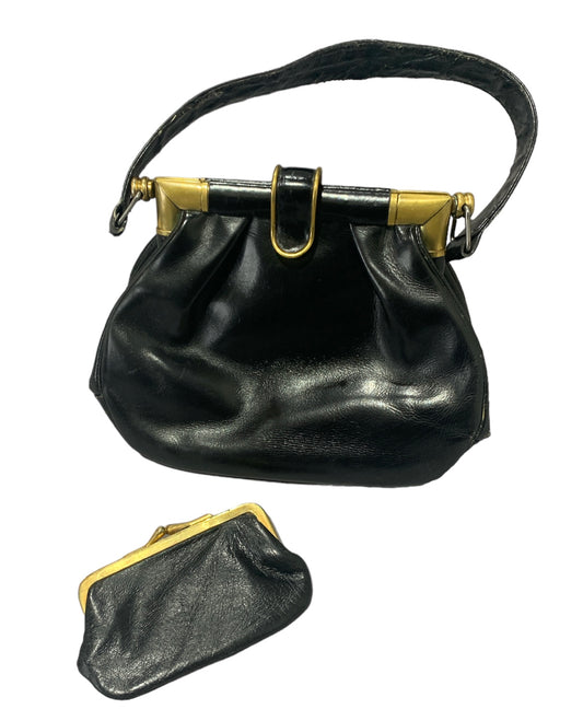 Black Leather Handbag (with matching coinpurse)